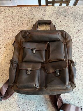 Masa Kawa Leather Backpack for Men Vintage 15.6 Inch (deep brown)